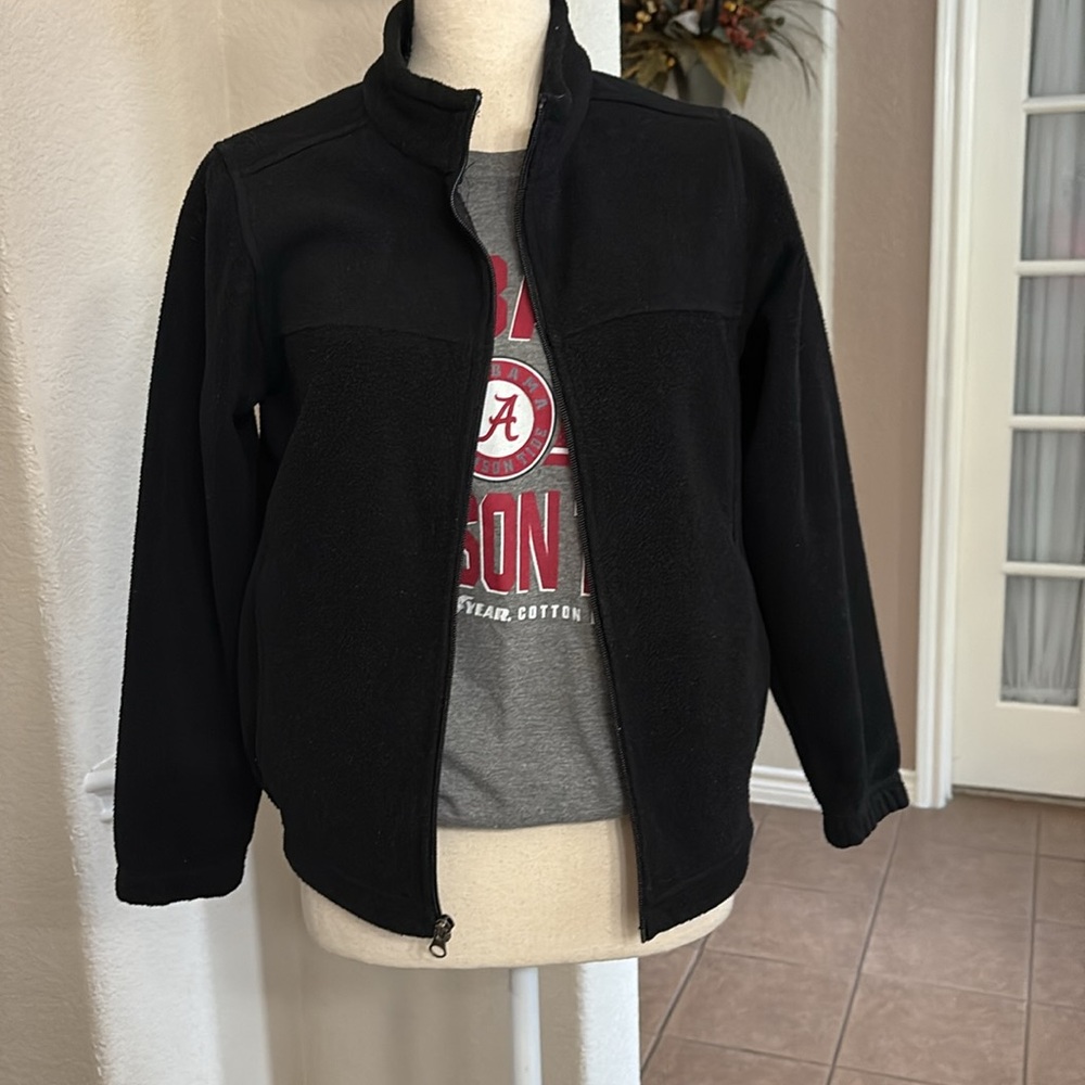 Bass Pro Shops black fleece full zip up jacket Size 10/12 L
